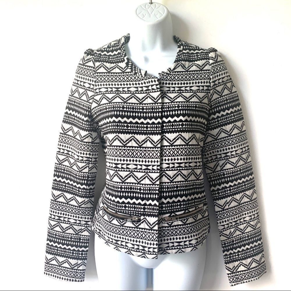 NEW HARLOWE & GRAHAM AZTEC ZIP PRINT JACKET COAT